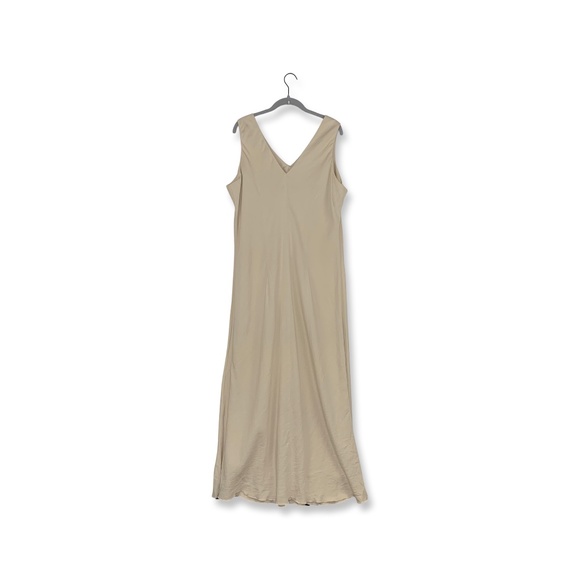 Ashley Stewart Tan 100% Linen Sleeveless V Neck Maxi Dress - Picture 2 of 4